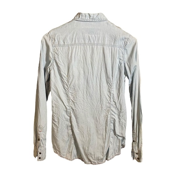 Ryan Michael Western Women's Ruched Design Dress Snap Buttons Light Blue S - Picture 4 of 14